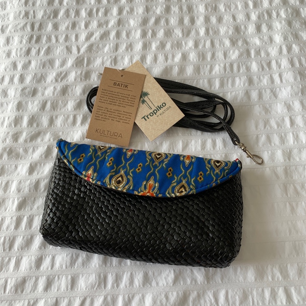 Batik style basket weave wallet purse